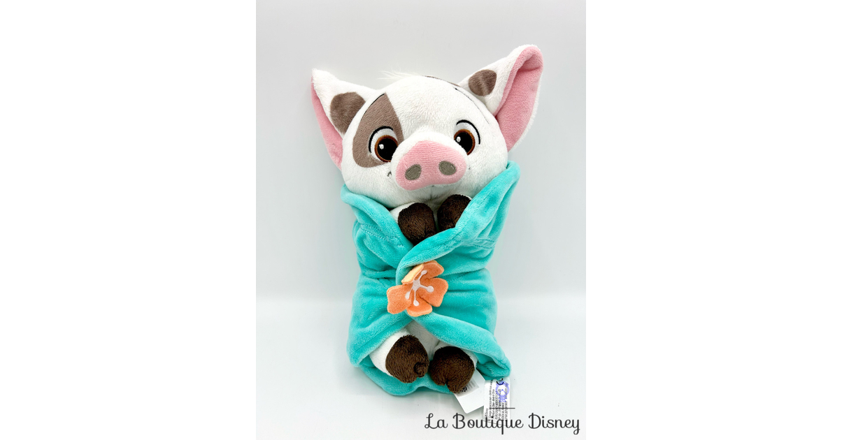 Peluche Pua cochon Vaiana Disney Babies Disneyland Paris 2020 couffin couverture bleu fleur Peluches Peluches Disneyland La Boutique Disney